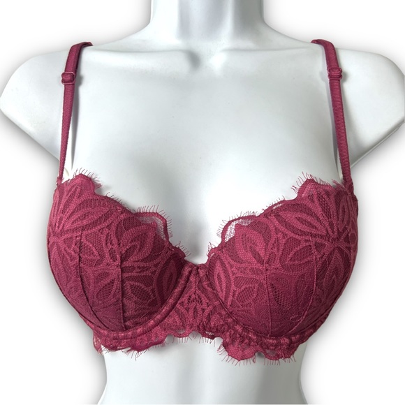 PINK Victoria's Secret Other - Victoria’s Secret PINK Mauve Lace Padded Bra Size 34C